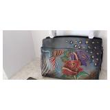 Anuschka SAFARI GRAY Hand Painted Leather Tote & Organizer Wallet