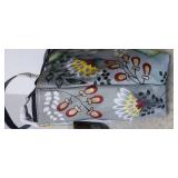 ANUSCHKA GARDEN OF EDEN HAND-PAINTED LEATHER TWIN COMPARTMENT SHOPPER PURSE