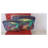 Anna by Anuschka Hand Painted Leather Cosmetic Case & Pouch Makeup Bag