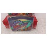 Anna by Anuschka Hand Painted Leather Cosmetic Case & Pouch Makeup Bag