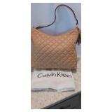 Calvin Klein genuine quilted leather hobo, color nude plus dust bag