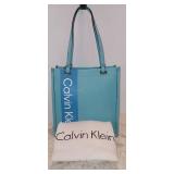 CALVIN KLEIN Leather Embroidered Satchel Hand Bag Purse & dust bag
