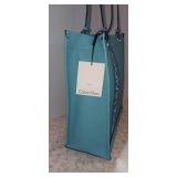 CALVIN KLEIN Leather Embroidered Satchel Hand Bag Purse & dust bag