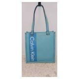 CALVIN KLEIN Leather Embroidered Satchel Hand Bag Purse & dust bag