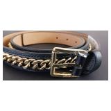 Michael Kors Chain Detail Leather Belt in size large