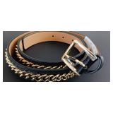 Michael Kors Chain Detail Leather Belt in size large
