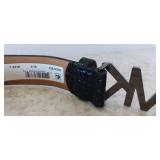 MICHAEL KORS Womenâs Logo Leather Belt Black LARGE 42\" NWT