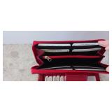 Ambanc Lamb leather Embossed from Australia Trifold wallet RED