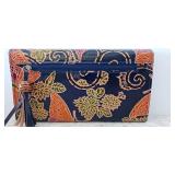 Ambanc Lamb leather Embossed from Australia Trifold wallet BLUE