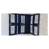 Ambanc Lamb leather Embossed from Australia Trifold wallet BLUE