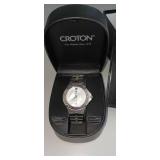 CROTON Diamonds & Blue Sapphire Swiss Quartz Women NEW