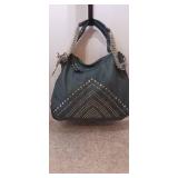 Junior Drake Studded Black Large Leather Shoulder Bag