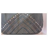 Junior Drake Studded Black Large Leather Shoulder Bag
