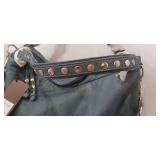 Junior Drake Studded Black Large Leather Shoulder Bag