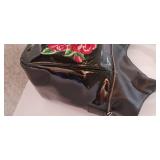 Sharif needlepoint black leather shopper with wristlet DUST BAG