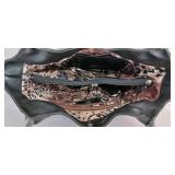 Sharif needlepoint black leather shopper with wristlet DUST BAG