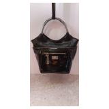 Sharif needlepoint black leather shopper with wristlet DUST BAG