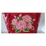 Sharif needlepoint red leather shopper with wristlet DUST BAG