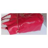 Sharif needlepoint red leather shopper with wristlet DUST BAG