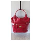 Sharif needlepoint red leather shopper with wristlet DUST BAG
