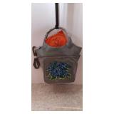 SHARIF NEEDLEPOINT GRAY ROSE PATENT LEATHER SHOPPER WITH WRISTLET DUST BAG NWT