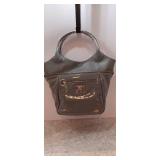 SHARIF NEEDLEPOINT GRAY ROSE PATENT LEATHER SHOPPER WITH WRISTLET DUST BAG NWT