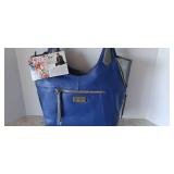 Sharif Blue Leather Shoulder Bag Parrot Floral Embroidery Tassel Purse