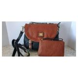 Sharif 1827 One Of A Kind Messenger 2 Tone Brown & Tan Comes With Wristlet
