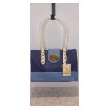 Emma Fox in BLUE purse. Beautiful floral cloth inside. 13x9x6