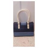 Emma Fox in BLUE purse. Beautiful floral cloth inside. 13x9x6
