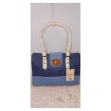 Emma Fox in BLUE purse. Beautiful floral cloth inside. 13x9x6