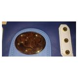 Emma Fox in BLUE purse. Beautiful floral cloth inside. 13x9x6