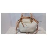 EMMA FOX leather Satchel two tone beige 15x10x7 plus key chain