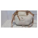EMMA FOX leather Satchel two tone beige 15x10x7 plus key chain
