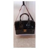 ARCADIA ITALY  Black LEATHER SATCHEL handles-crossbody-strap