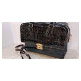 ARCADIA ITALY  Black LEATHER SATCHEL handles-crossbody-strap