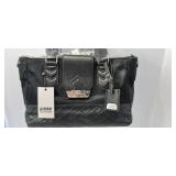Aimee Kestenberg Collection BLACK Leather Tech Ready Large Crossbody Satchel: