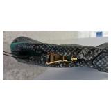 AIMEE Kestenberg Teal Blue Leather snake Print Suede Tassels Hobo Bag & Dust Bag