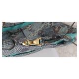 AIMEE Kestenberg Teal Blue Leather snake Print Suede Tassels Hobo Bag & Dust Bag