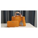 Ora Delphine leather bag & Wallet Genuine Fall Orange Set