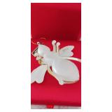 RARE 2013 Joan Rivers White Bee Silver, Gold Glitter Rhinestones Ornament NIB