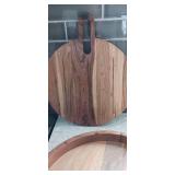 3 Piece Acacia Wood  Lazy Susan Farmhouse & cutting board set nib