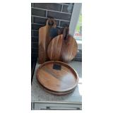 3 Piece Acacia Wood  Lazy Susan Farmhouse & cutting board set nib