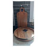 2 Piece  Acacia Wood  Lazy Susan Farmhouse & cutting board set nib
