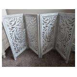 Vintage Style Carved Wood Room Divider Screen - 24 in tall