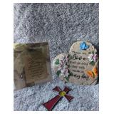 Memorial Garden Decor Set with Stepping Stone and Cross
