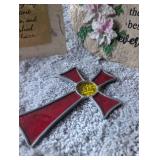 Memorial Garden Decor Set with Stepping Stone and Cross