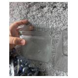 Set of 2 Square Glass Jars with Blue Glass Beads