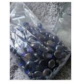 Set of 2 Square Glass Jars with Blue Glass Beads