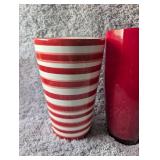 Modern Red and White Ceramic Vase Lot - 4 ct